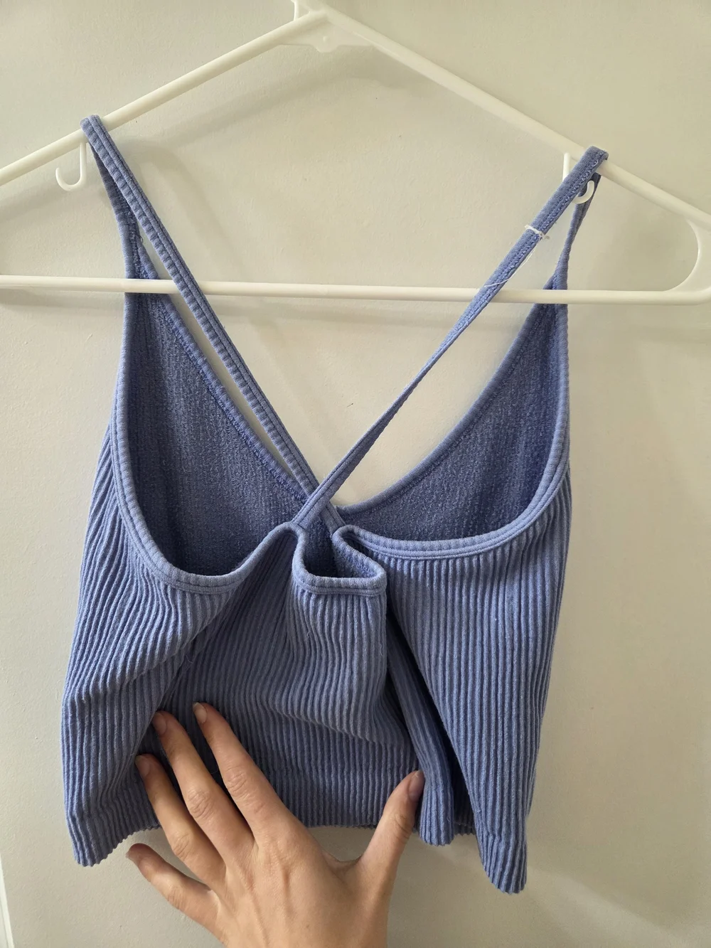 Ribbed V-Neck Cami Tank Top in Periwinkle Blue
